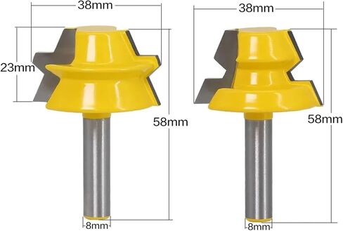 TLGH 2pc Lock Miter Router 22.5 Degree Glue Joinery Router Bit - 12.7mm 12mm 8mm Shank Woodworking Cutter Cutter for Woodworking(12mm Shank) in Saudi Arabia