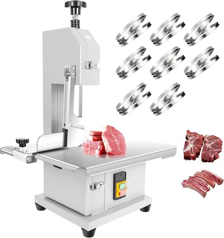 1800W Electric Meat Saw, Commercial Bone Saw Meat Cutter Bandsaw, 440 to 550 lbs/h, Adjustable Thickness 0.04" to 7.8", Frozen Meat Cutter for Butchering Beef, Pork, with 8 Blades, Free Returns! in Saudi Arabia