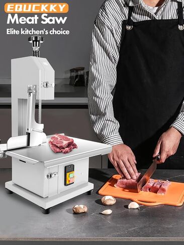 1800W Electric Meat Saw, Commercial Bone Saw Meat Cutter Bandsaw, 440 to 550 lbs/h, Adjustable Thickness 0.04" to 7.8", Frozen Meat Cutter for Butchering Beef, Pork, with 8 Blades, Free Returns! in Saudi Arabia