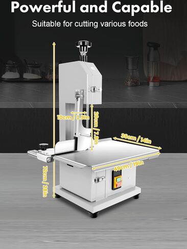 1800W Electric Meat Saw, Commercial Bone Saw Meat Cutter Bandsaw, 440 to 550 lbs/h, Adjustable Thickness 0.04" to 7.8", Frozen Meat Cutter for Butchering Beef, Pork, with 8 Blades, Free Returns! in Saudi Arabia