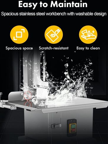1800W Electric Meat Saw, Commercial Bone Saw Meat Cutter Bandsaw, 440 to 550 lbs/h, Adjustable Thickness 0.04" to 7.8", Frozen Meat Cutter for Butchering Beef, Pork, with 8 Blades, Free Returns! in Saudi Arabia