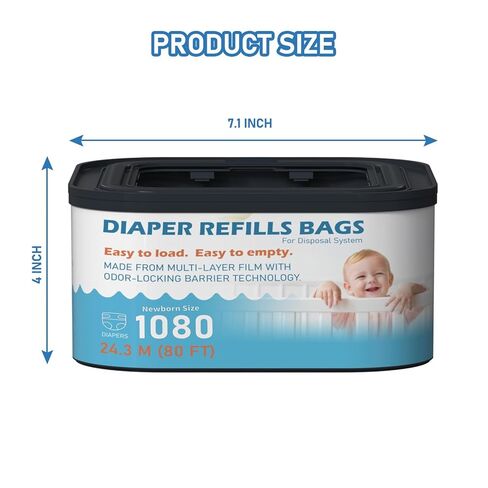 Jumbo+ Square Refills Disposal Bags Refill Compatible with Diaper Genie Compact and Select Pails (Not Fit Classic Version Pails), Hold Up to 1080 Newborn-Sized Diapers Per Refill, Pack of 4 in Kuwait