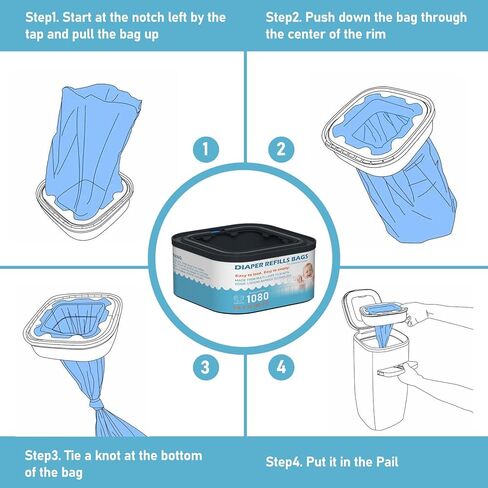 Jumbo+ Square Refills Disposal Bags Refill Compatible with Diaper Genie Compact and Select Pails (Not Fit Classic Version Pails), Hold Up to 1080 Newborn-Sized Diapers Per Refill, Pack of 4 in Kuwait