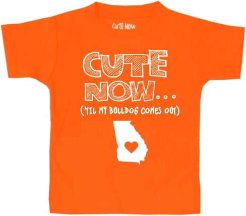 Cute Now... 'Til My Bulldog Comes Out Toddler Kids Georgia State T-Shirt Cotton 2T-6T in Saudi Arabia