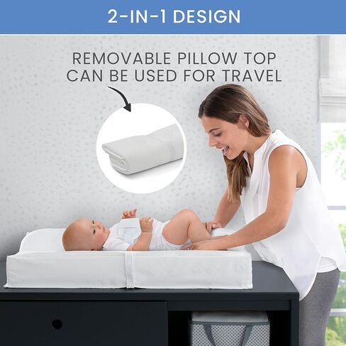 Delta Children 2-in-1 Deluxe Pillow Top Changing Pad & Portable Changing Mat, White in Saudi Arabia
