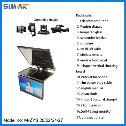 Simar 22 inch Monitor Screen Prompter Teleprompter Include self-Testing Display in Saudi Arabia
