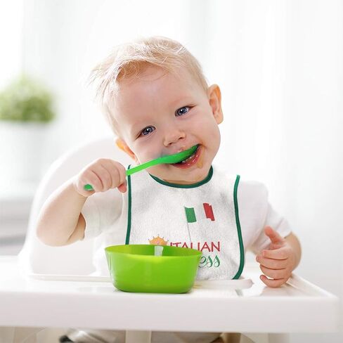Toddler & Baby Bibs Burp Cloths Flags Italian Princess with National Flag and Prince Crown Cotton Baby Items for Baby Girl & Boy White Red Design Only in Saudi Arabia