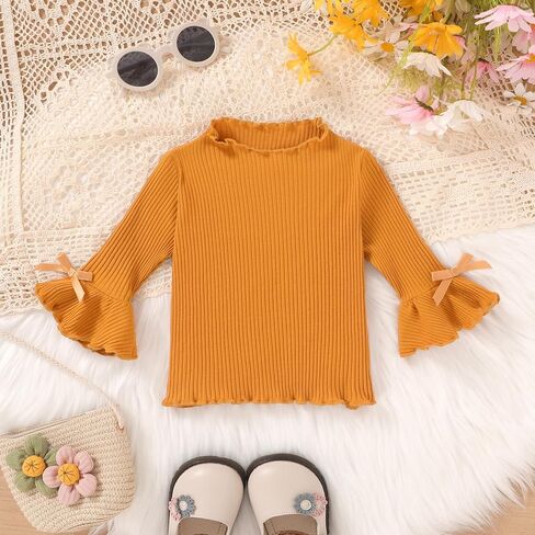 Toddler Baby Girl Fall Overall Dress 3/4 Flare Sleeve Shirt Corduroy Skirt Jumper 2Pcs Autumn Outfit Sets 1-5T in Saudi Arabia