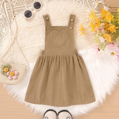 Toddler Baby Girl Fall Overall Dress 3/4 Flare Sleeve Shirt Corduroy Skirt Jumper 2Pcs Autumn Outfit Sets 1-5T in Saudi Arabia