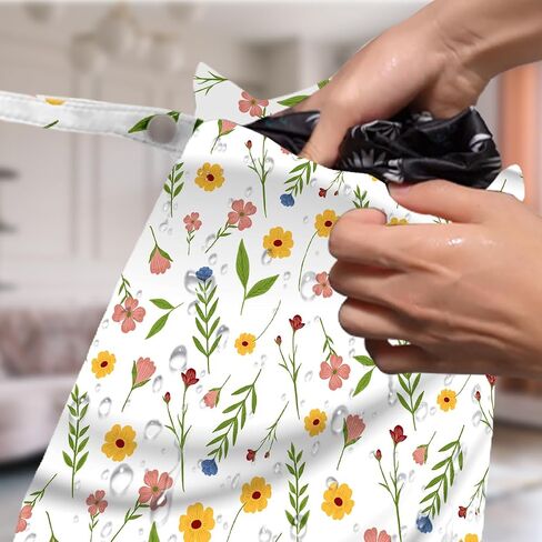 4 Pack Cute Wet Bag Waterproof Washable Reusable Wet Dry Bag for Swimsuit Dirty Clothes Diaper Travel Beach Pool Yoga Gym Christmas PartyToiletries Beach Essentials, Forest Fox Cat Daisy Wildflower in Kuwait