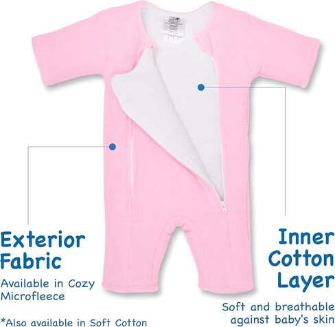 سحري Sleepsuit Baby Merlin's Bamboo/Cotton Baby Moaddle Product - تصميم ناعم ومريح ، سستة مزدوجة لتغيير حفاضات سهلة ، يعزز نومًا آمنًا ، 3-6 أشهر - وردي - صغير 12-18 رطلاً in Kuwait