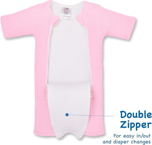 سحري Sleepsuit Baby Merlin's Bamboo/Cotton Baby Moaddle Product - تصميم ناعم ومريح ، سستة مزدوجة لتغيير حفاضات سهلة ، يعزز نومًا آمنًا ، 3-6 أشهر - وردي - صغير 12-18 رطلاً in Kuwait