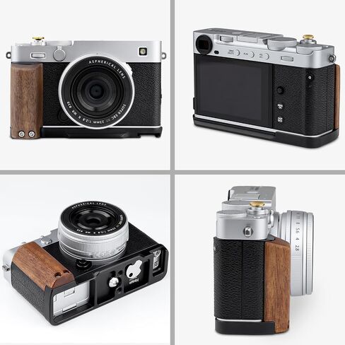 Haoge X-E5 Grip Wooden Side Handle for Fujifilm XE5 Camera - L-Shape Retro Premium Wood Grip with Quick Release Plate, Extra Tripod 1/4 Hole & Hot Shoe Hole Black HG-XE5-B in Saudi Arabia