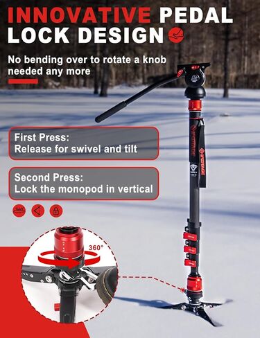 Ifootage COBRA 3 MONOPOD KIT مع رأس السوائل C180F -P + K5S ، Monopod ألياف الكربون مع أقدام لكاميرات DSLR - Canon ، Nikon ، Sony ، Olympus ، Panasonic - أقصى ارتفاع 71 " - حمولة 17.64 رطل/8 كجم/8 كجم in Saudi Arabia