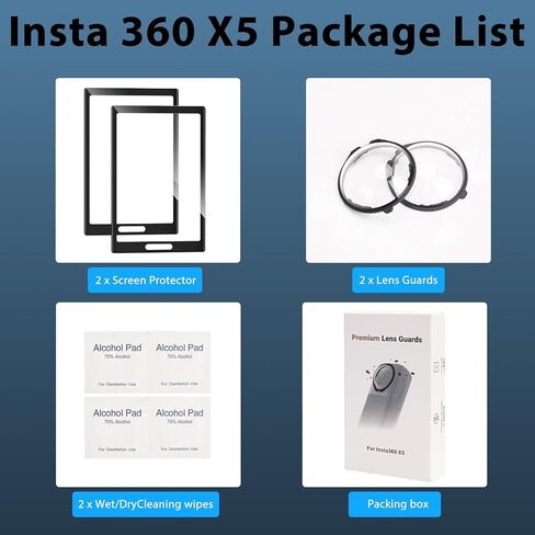 واقي شاشة 360 × 5 × 5 ، واقي شاشة X5 لـ Insta360 X5 Accessories Adventures Outdoor Adventures ، و 10 H Positical Glass ، و 98 ٪ الشفافية ، والمياه والغبار مقاوم X5 Insta 360 (الزجاج البصري) in Saudi Arabia