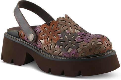 L’Artiste Shot Putput Leather Slingback Clog - منصة قطع الأزهار مع نعل مكتنزة ومفتوحة الظهر in Saudi Arabia