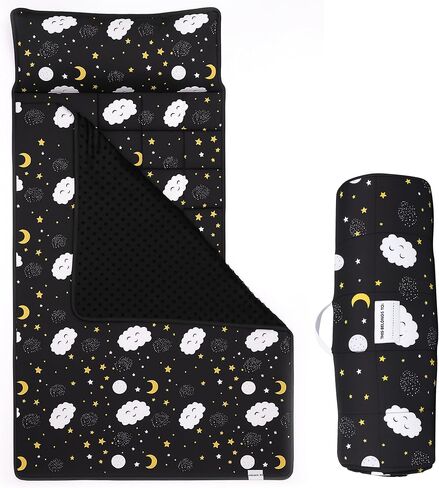 Roll up Kids Nap Far مع Fleece Ultra-Soft Minky Bannet and Pillow-Soft Fearlers Sleeping Seed مع تصميم نجم وملالي حالمة للرعاية النهارية ، مرحلة ما قبل المدرسة ، السفر ، التخييم ، روضة الأطفال in Saudi Arabia