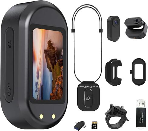 64GB 1080P Mini Body Camera, Thumb Size Wearable Action Body Cam, Hands Free Recording Bodycam with Magnetic Lanyard, Premium Portable Camcorder Mount Anywhere for Work, Travel, Pet Walking (Black) in Saudi Arabia
