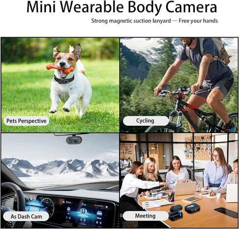 64GB 1080P Mini Body Camera, Thumb Size Wearable Action Body Cam, Hands Free Recording Bodycam with Magnetic Lanyard, Premium Portable Camcorder Mount Anywhere for Work, Travel, Pet Walking (Black) in Saudi Arabia