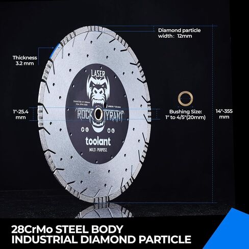 toolant 4.5" Segmented Rim Diamond Saw Blade 3pcs for Cutting Masonry, Concrete, Stone, Marble, Granite, Brick, Paver and More, Dry/Wet Cutting, 7/8"-5/8" Arbor in Saudi Arabia