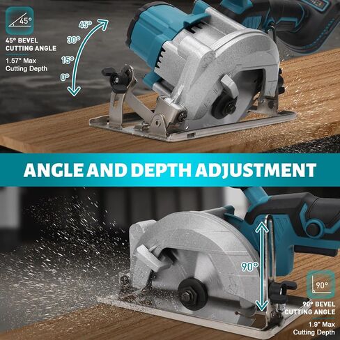 المنشار الدائري من طراز 5.5 بوصة لبطارية Makita 18V ، منشار خشب الطاقة مع محرك بدون فرش ، 5-45 درجة مئوية ، عمق القطع الحد الأقصى 1.9 "(90 درجة) ، 1.57" (45 درجة) ، فكرة للخشب ، البلاستيك ، المعدن الناعم in Kuwait