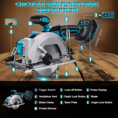 المنشار الدائري من طراز 5.5 بوصة لبطارية Makita 18V ، منشار خشب الطاقة مع محرك بدون فرش ، 5-45 درجة مئوية ، عمق القطع الحد الأقصى 1.9 "(90 درجة) ، 1.57" (45 درجة) ، فكرة للخشب ، البلاستيك ، المعدن الناعم in Kuwait