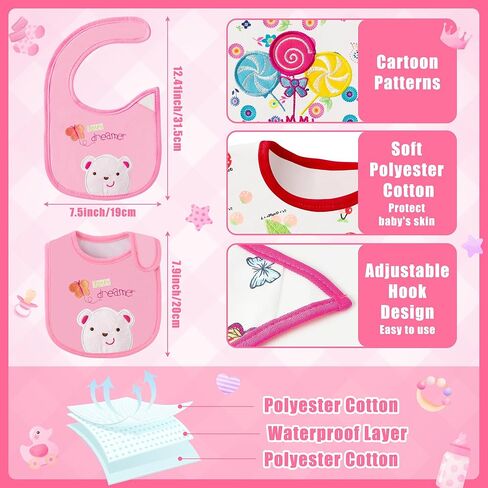 Cotton Waterproof Baby Bibs - 24Pcs Adjustable Hook Loop Closure Bib for Feeding Teething Drooling Eating, 6-12 Months in Kuwait