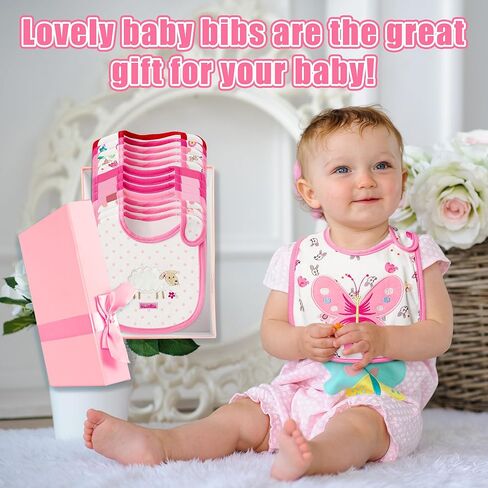 Cotton Waterproof Baby Bibs - 24Pcs Adjustable Hook Loop Closure Bib for Feeding Teething Drooling Eating, 6-12 Months in Kuwait