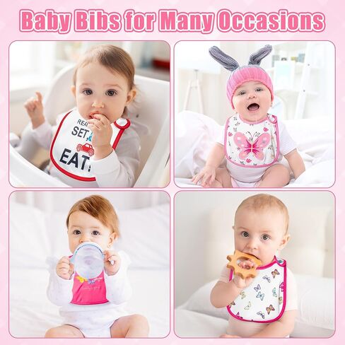 Cotton Waterproof Baby Bibs - 24Pcs Adjustable Hook Loop Closure Bib for Feeding Teething Drooling Eating, 6-12 Months in Kuwait
