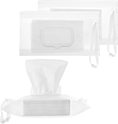 Portable Wet Wipe Pouch Dispenser, 3 Pcs Clear Wipe Dispenser Reusable Refillable Wipe Holder Flushable Baby Wipe Case Wipes Container for Travel Strollers Backpacks Wallets(Square Cover) in Saudi Arabia