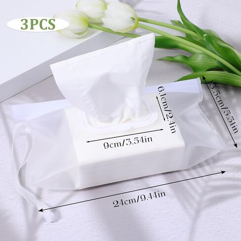 Portable Wet Wipe Pouch Dispenser, 3 Pcs Clear Wipe Dispenser Reusable Refillable Wipe Holder Flushable Baby Wipe Case Wipes Container for Travel Strollers Backpacks Wallets(Square Cover) in Saudi Arabia