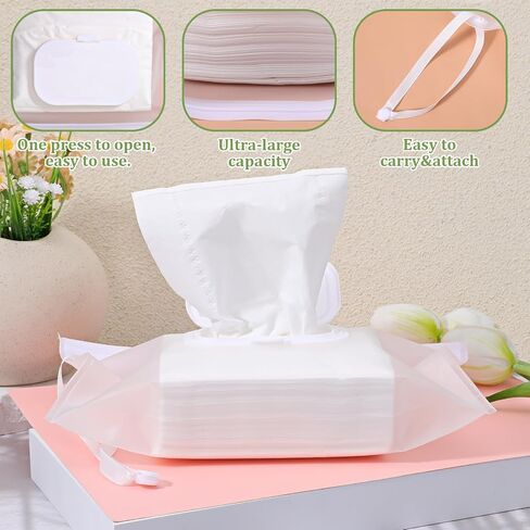 Portable Wet Wipe Pouch Dispenser, 3 Pcs Clear Wipe Dispenser Reusable Refillable Wipe Holder Flushable Baby Wipe Case Wipes Container for Travel Strollers Backpacks Wallets(Square Cover) in Saudi Arabia