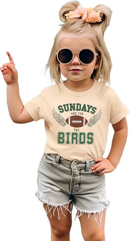 MODNTOGA Toddler Girl Boy Game Day Football Graphic Shirt Sundays for The Birds T-Shirt Kids Rugby Sports Fans Tee Tops in Saudi Arabia