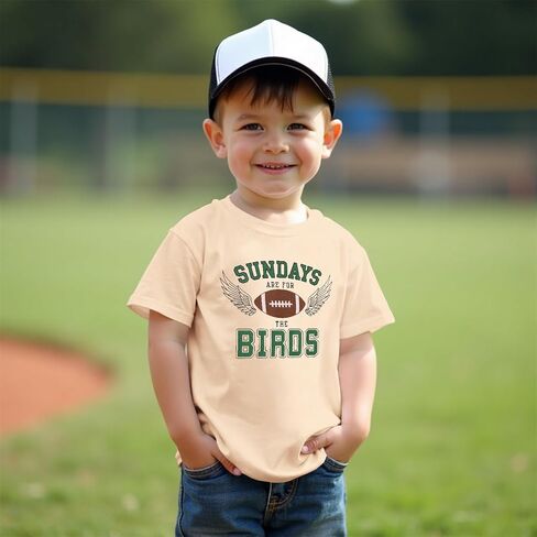 MODNTOGA Toddler Girl Boy Game Day Football Graphic Shirt Sundays for The Birds T-Shirt Kids Rugby Sports Fans Tee Tops in Saudi Arabia