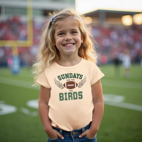 MODNTOGA Toddler Girl Boy Game Day Football Graphic Shirt Sundays for The Birds T-Shirt Kids Rugby Sports Fans Tee Tops in Saudi Arabia