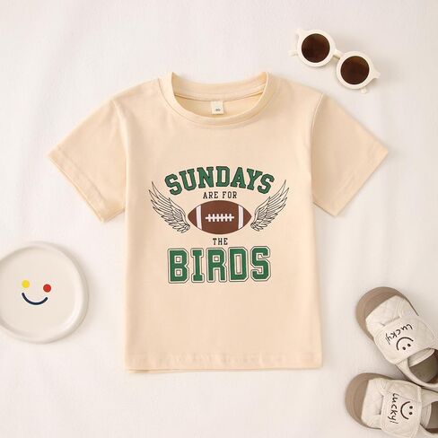 MODNTOGA Toddler Girl Boy Game Day Football Graphic Shirt Sundays for The Birds T-Shirt Kids Rugby Sports Fans Tee Tops in Saudi Arabia