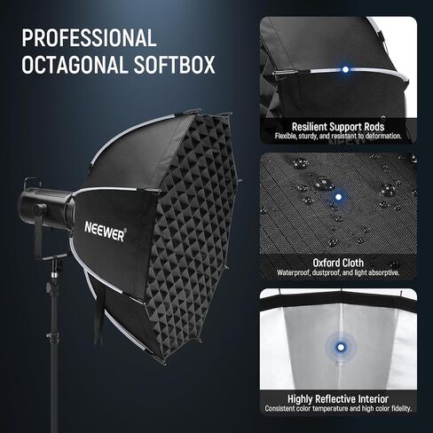 Neewer 35.4 '' Softbox المثمن ، Bowens Mount Soft Box متوافق مع Aputure 120d متوافق مع Godox SL60W Q4 AS600B CB300B Q300 ، الناشرون ، الشبكة ، حقيبة وقماش تنظيف ، NS92P in Saudi Arabia