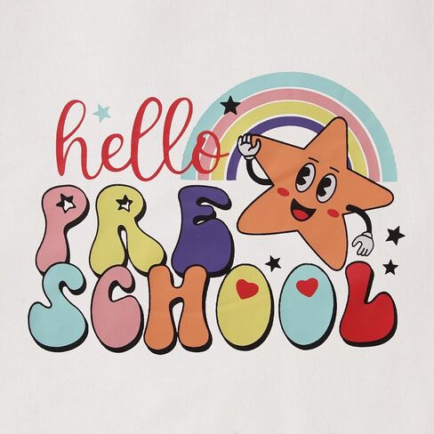 MODNTOGA Kids Girl First Day of School Shirt Cute Rainbow Star Hello Pre-School Graphic T-Shirt Short Sleeve Summer Tee Tops in Saudi Arabia