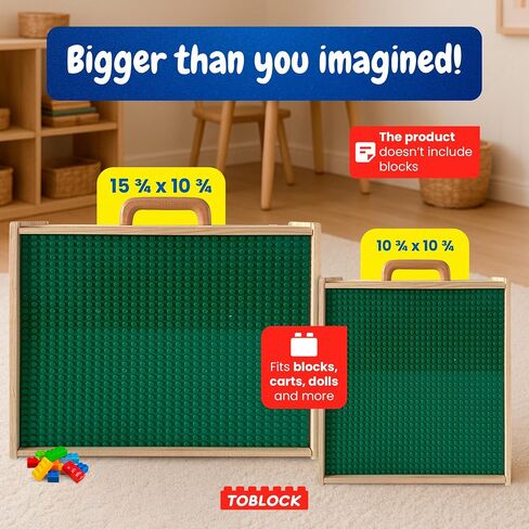 صندوق خشبي لبنات البناء LEGO-منظم DIY مع غطاء منزلق ، لوحة أساسية ومقبض-حالة تخزين مسطحة للتجميع in Saudi Arabia