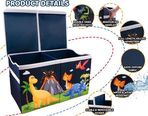 Toy Storage Chest, Collapsible Sturdy Toy Storage Organizer with Lids 26"x13"x16", Large kids Toy Box for Boys & Girls, Baby Toy Storage Bins for Living Room, Playroom, Bedroom, Nursery in Saudi Arabia