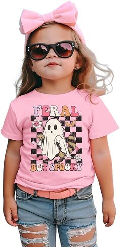 Kekemi Toddler Baby Girl Halloween Shirt Feral ولكن T-Shirt Thirt Ghost Spooky Season Wound in Saudi Arabia