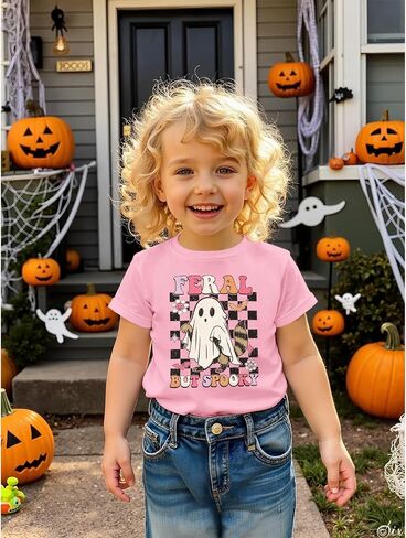 Kekemi Toddler Baby Girl Halloween Shirt Feral ولكن T-Shirt Thirt Ghost Spooky Season Wound in Saudi Arabia