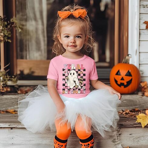 Kekemi Toddler Baby Girl Halloween Shirt Feral ولكن T-Shirt Thirt Ghost Spooky Season Wound in Saudi Arabia