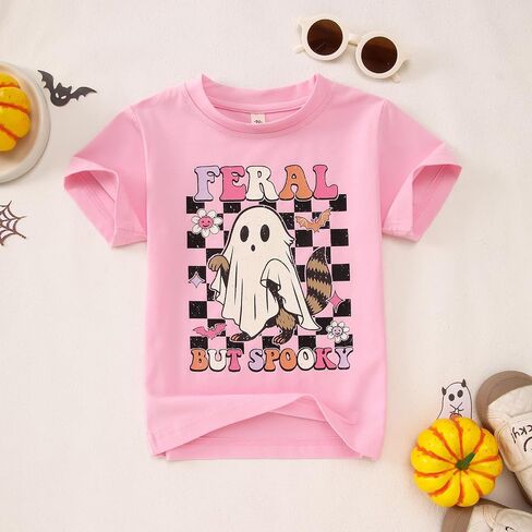 Kekemi Toddler Baby Girl Halloween Shirt Feral ولكن T-Shirt Thirt Ghost Spooky Season Wound in Saudi Arabia