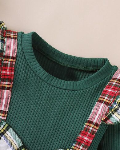 Baby Girl Clothes Sets: 2 Piece Long Sleeve Top Plaid Romper with Headband Fall Winter Outfit for Infant 0-24 Months in Kuwait