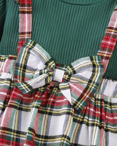 Baby Girl Clothes Sets: 2 Piece Long Sleeve Top Plaid Romper with Headband Fall Winter Outfit for Infant 0-24 Months in Kuwait