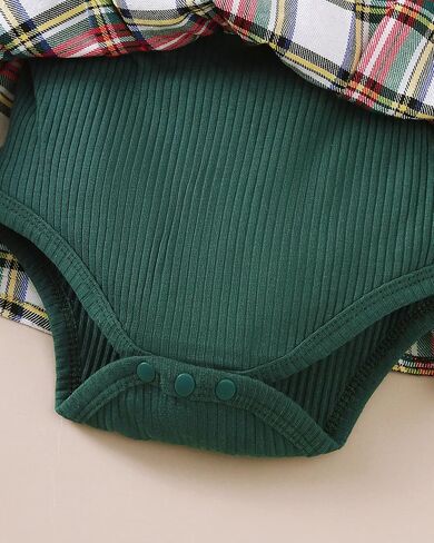 Baby Girl Clothes Sets: 2 Piece Long Sleeve Top Plaid Romper with Headband Fall Winter Outfit for Infant 0-24 Months in Kuwait