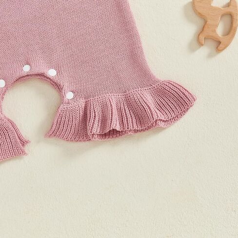 Newborn Baby Girl Sweater Romper Pants Knit Jumpsuit Overall One Piece Outfit Fall Winter Clothes in Kuwait