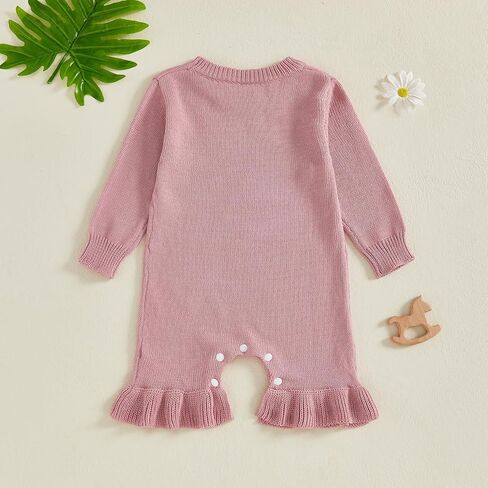 Newborn Baby Girl Sweater Romper Pants Knit Jumpsuit Overall One Piece Outfit Fall Winter Clothes in Kuwait