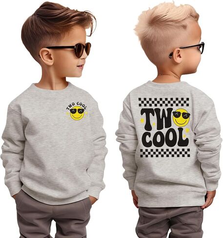 Two Cool Birthday Sweatshirt 2nd Birthday Boy Outfits 2 Year Old Toddler Boys Second Bday Party Long Sleeve Shirts in Saudi Arabia